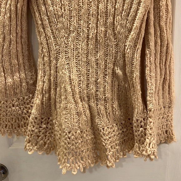 Express Vintage Beige Handknit Tie up Sweater - Picture 8 of 9